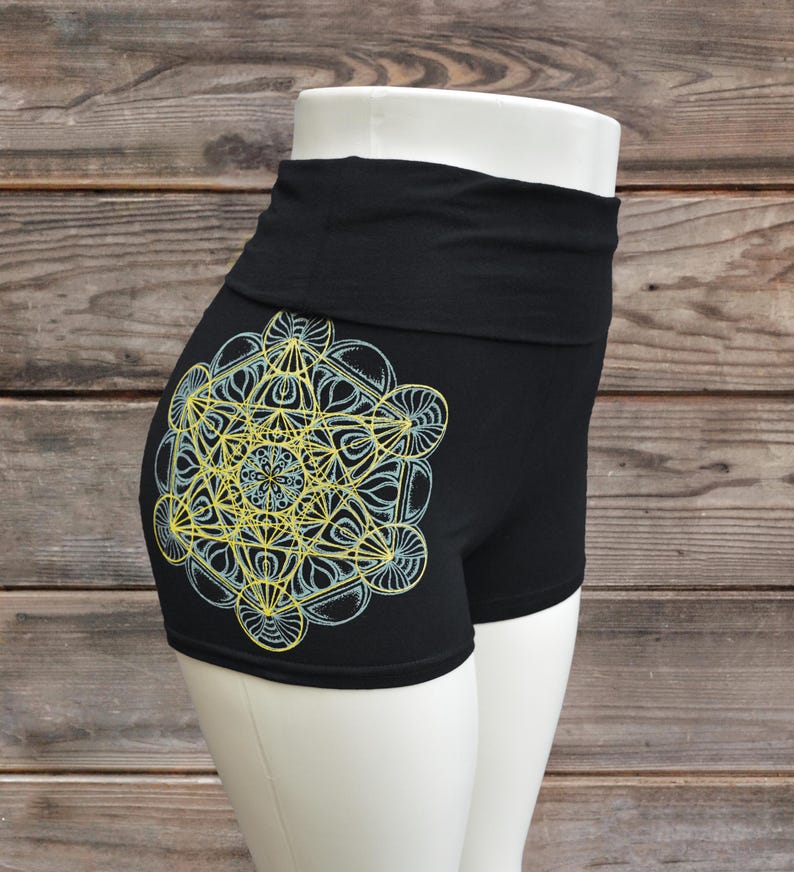 Metatron's Cube Mandala Hot Shorts – Sacred Geometry Yoga Festival Wear